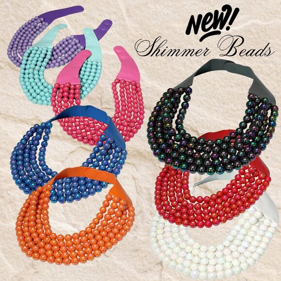 NEW For Fall - 5 Row SHIMMER Beaded Magentic Close Statement Beads Necklaces - Picture 1 of 8